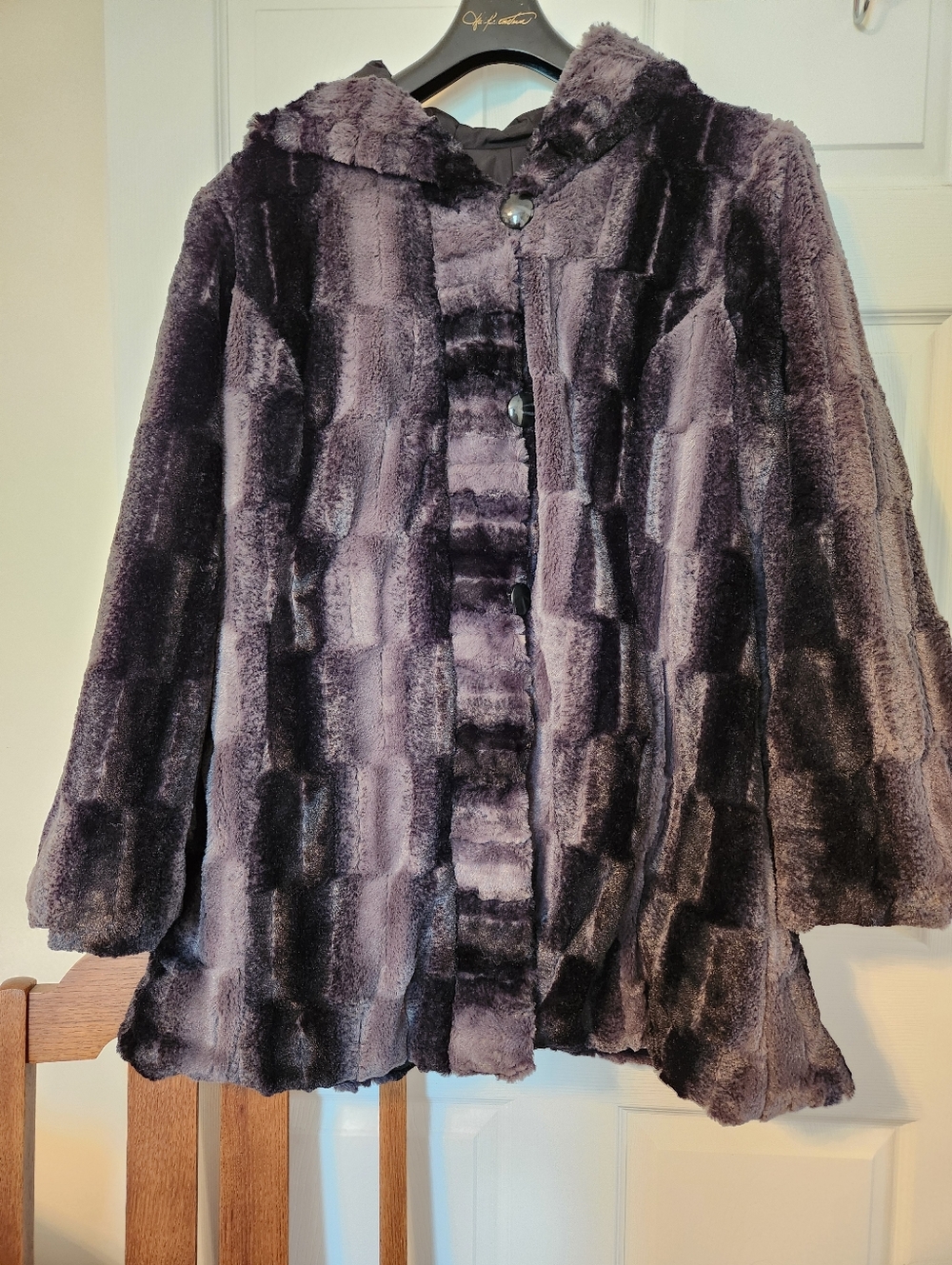 Hal Rubenstein, reversible, Hooded Faux Fur Coat, SZ 2X